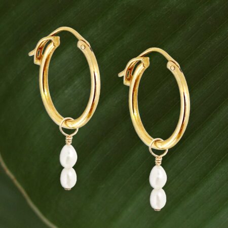 Oorring Double Pearl - Set van 2