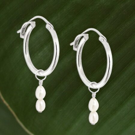 Oorring Double Pearl - Set van 2