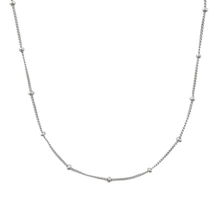 Vintage zilveren ketting dots gecentreerd op een witte achtergrond